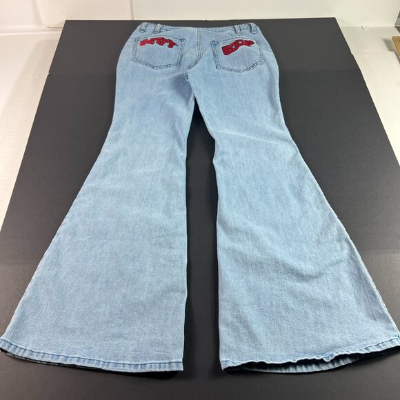 Dolls Kill X Betty Boop Jeans Women 31x32* Flare Mid Rise Light Blue Denim Tag L - Picture 9 of 16